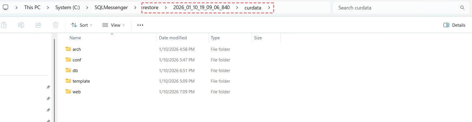 Check folders in curdata