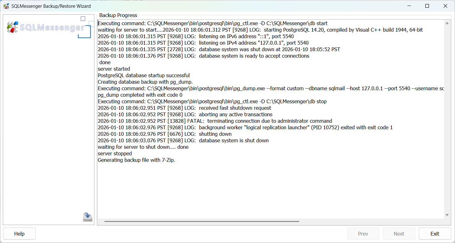 View backup progress