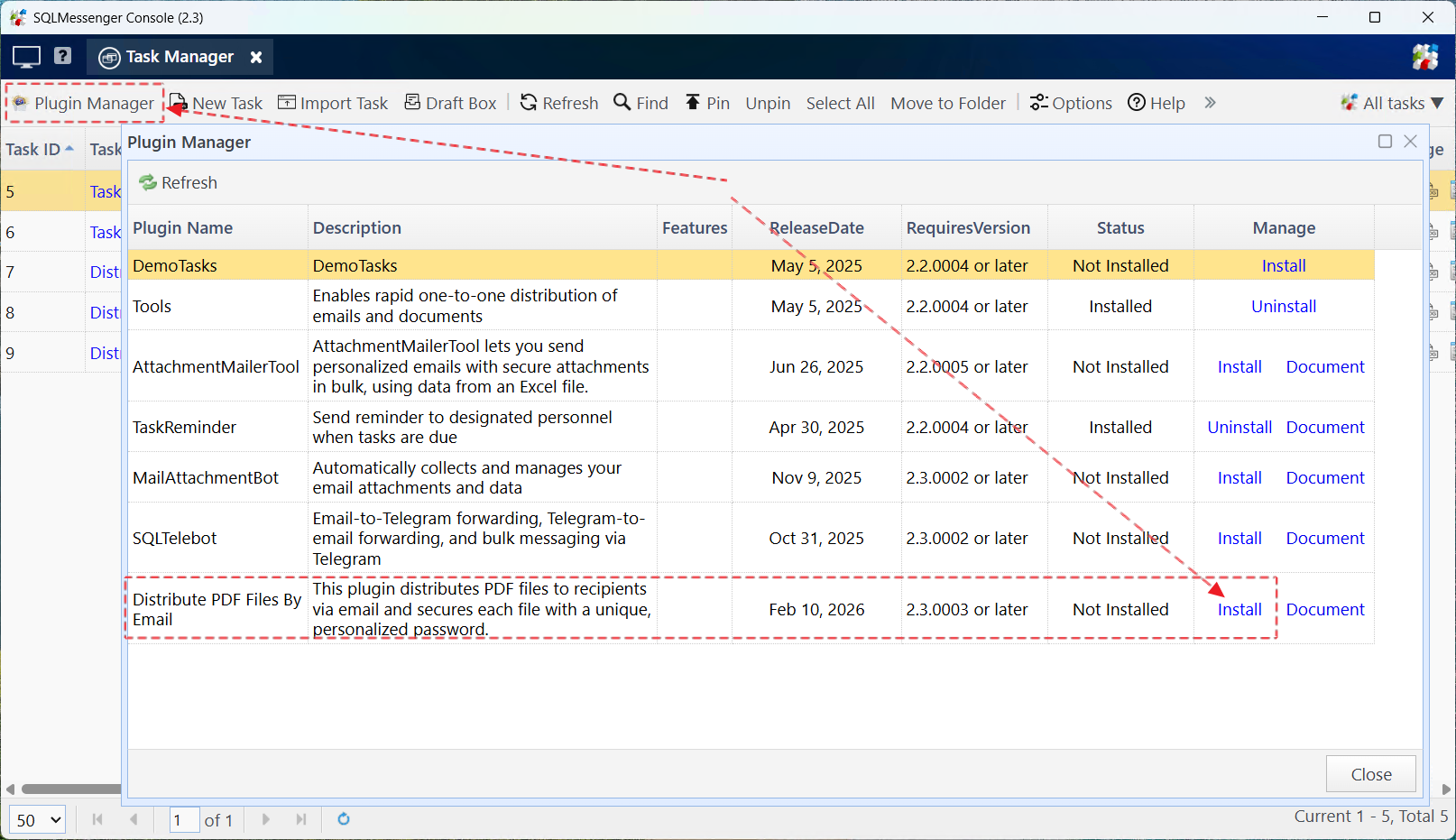 Install the "Distribute PDF Files By Email" plugin