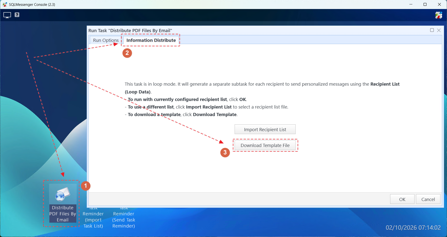 Open the task and download the template table
