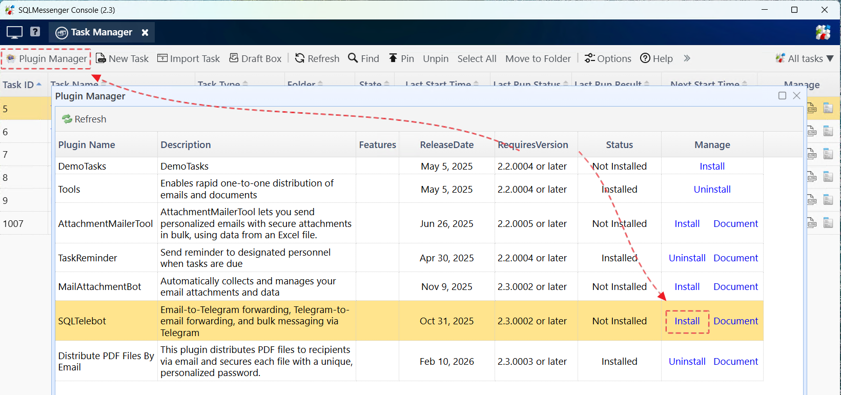 Install Plugins in "Plugin Management"
