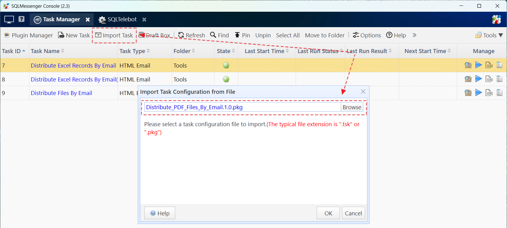 Install Plugins via "Import Task"