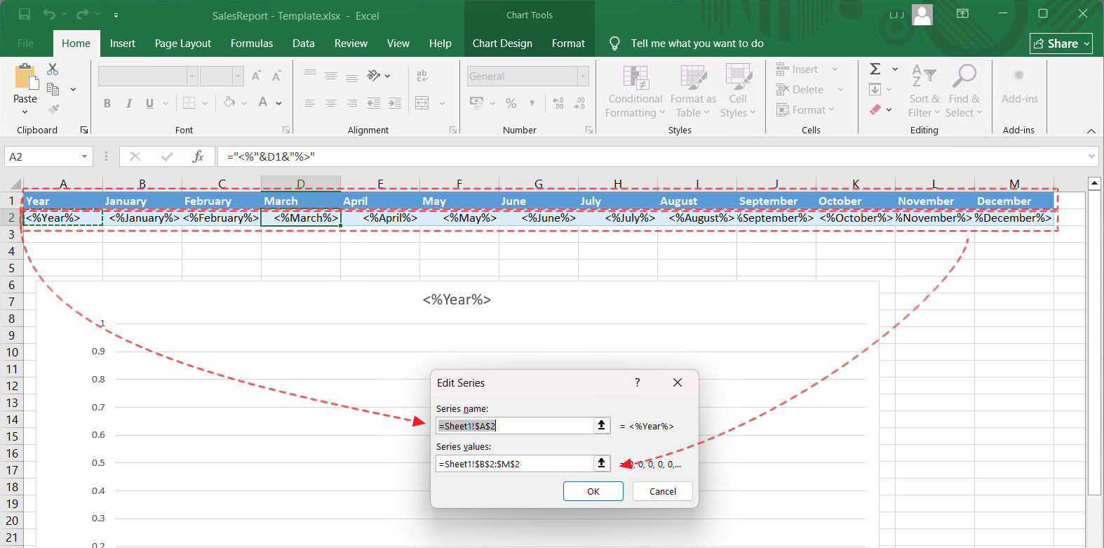 Add a chart to the template file