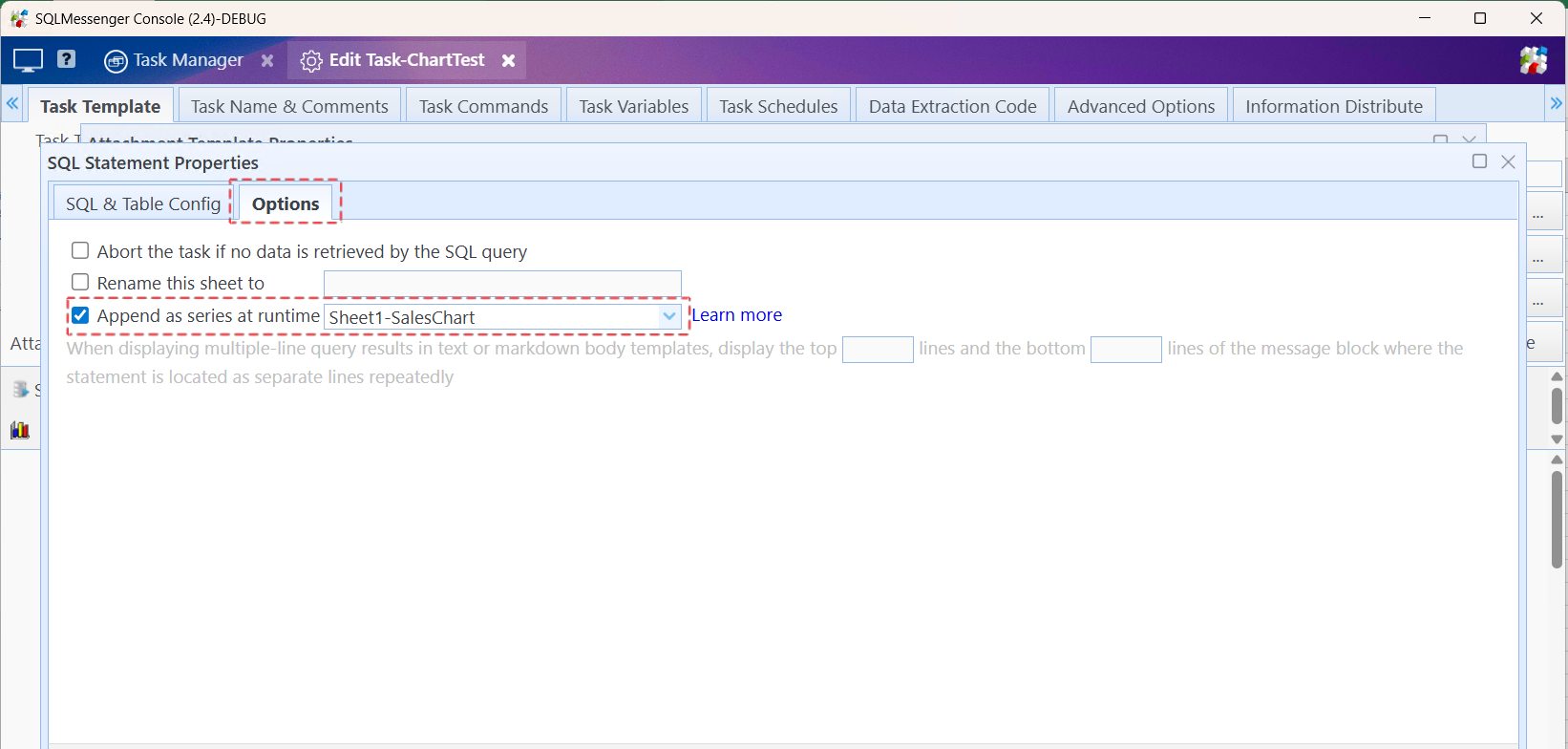 Check the 'Append as series at runtime' option