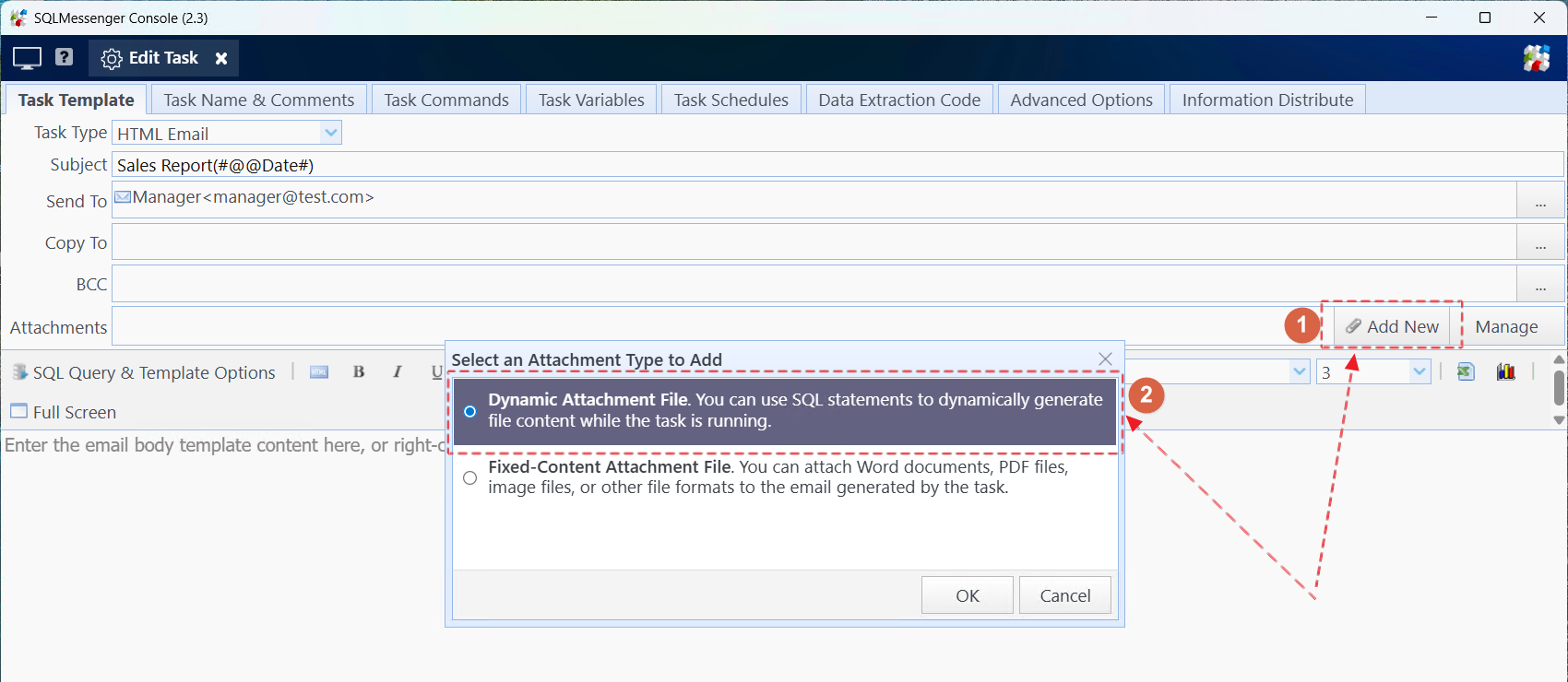 Add attachment template