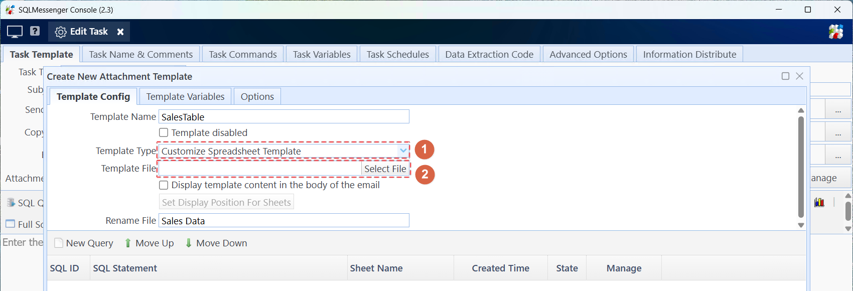 Import attachment template file