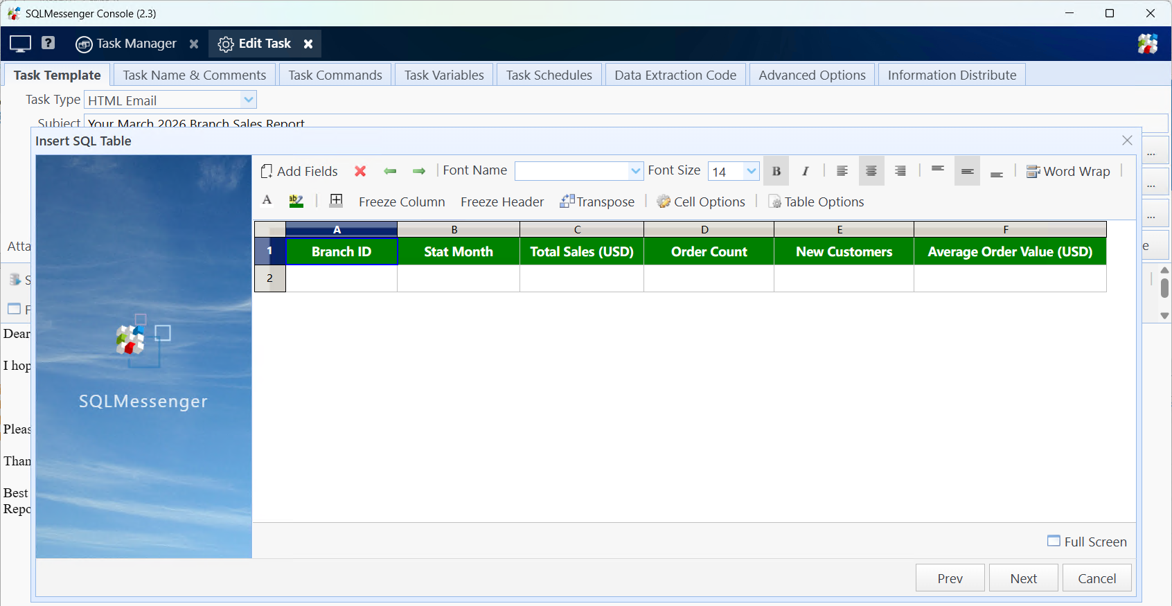 Set table style in the table designer