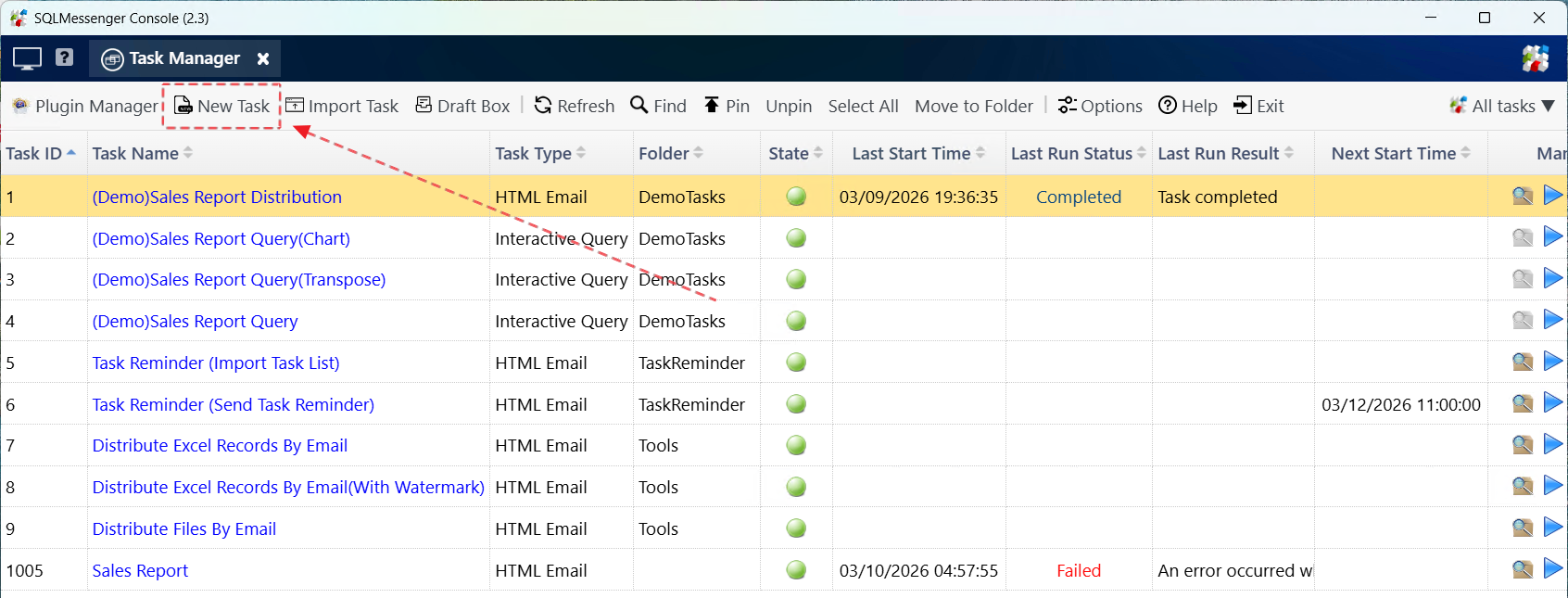 Create a report task