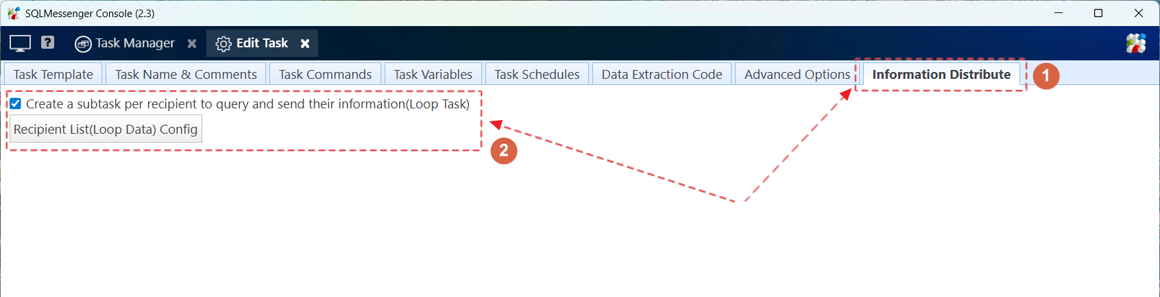 Check "Create a subtask per recipient to query and send their information"