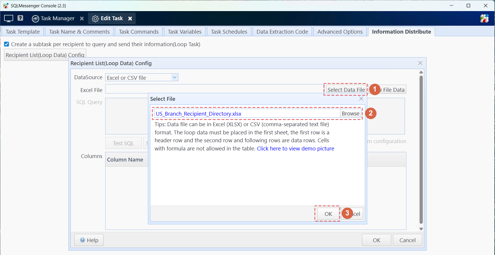 Import recipient list