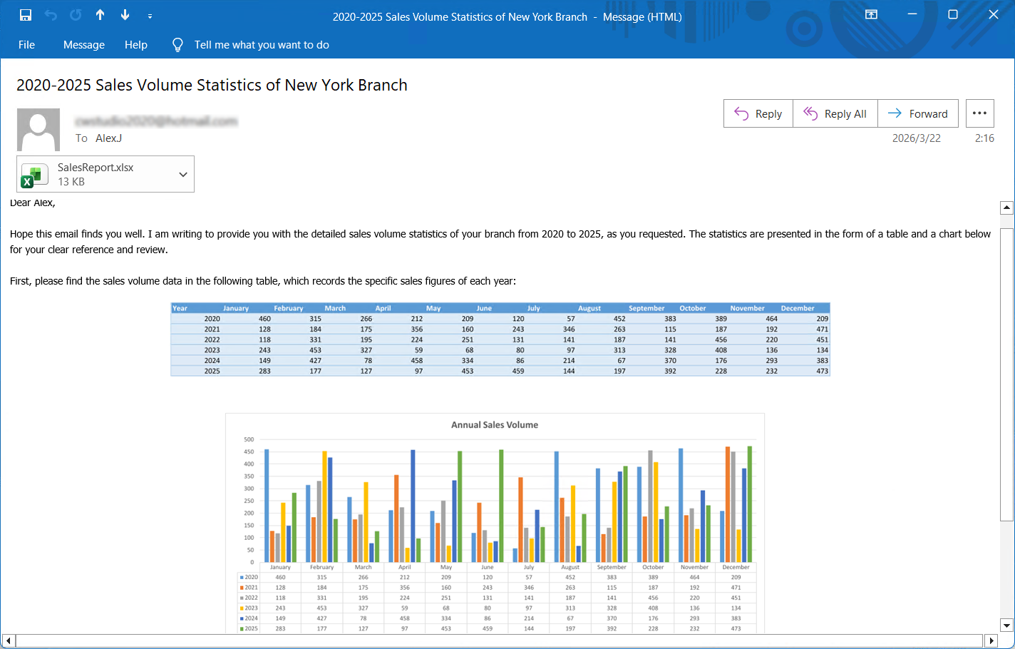 The system converts the Excel file into an image and displays it in the email body
