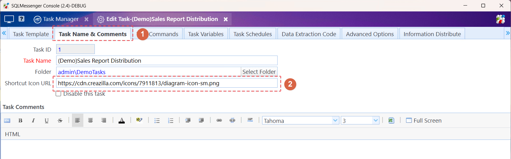 Enter the URL of the icon file