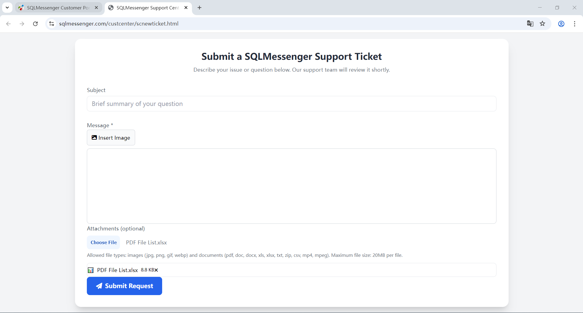 Enter the problem you encountered or your requirements and submit