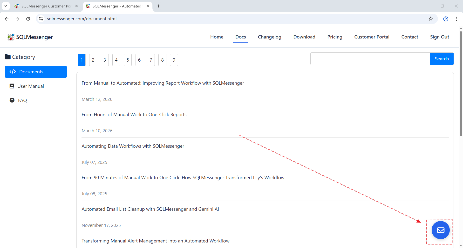 Click the message icon