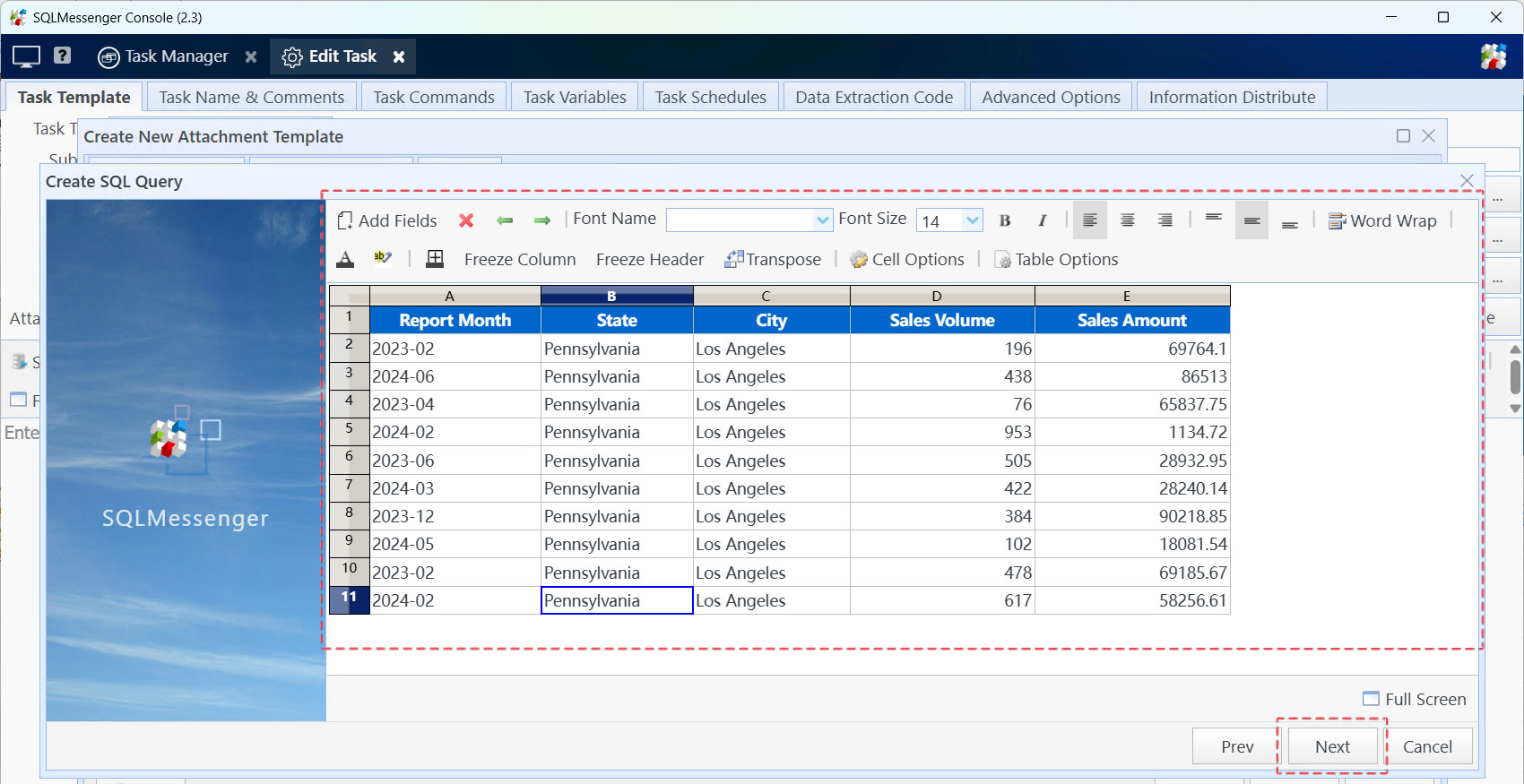 Set data display style in table designer